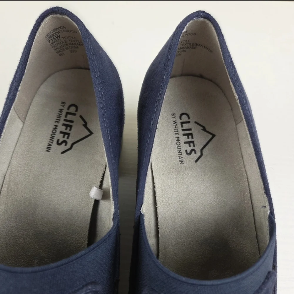 Cliffs by White Mountain‎ Hunton Block Heel Loafer Pump Navy Suedette 7.5W